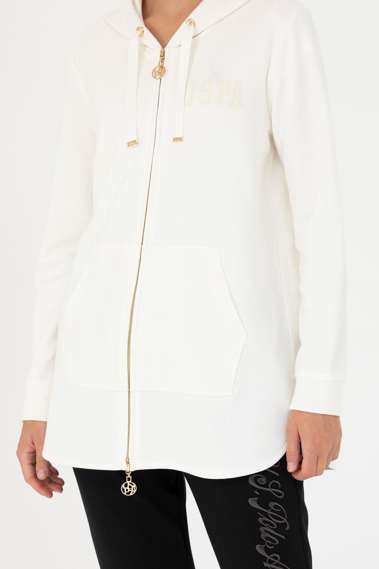 Kadın Ekru Kapüşonlu Sweatshirt - 50273789047