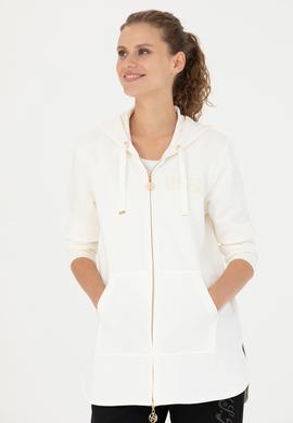 Kadın Ekru Kapüşonlu Sweatshirt - 50273789047