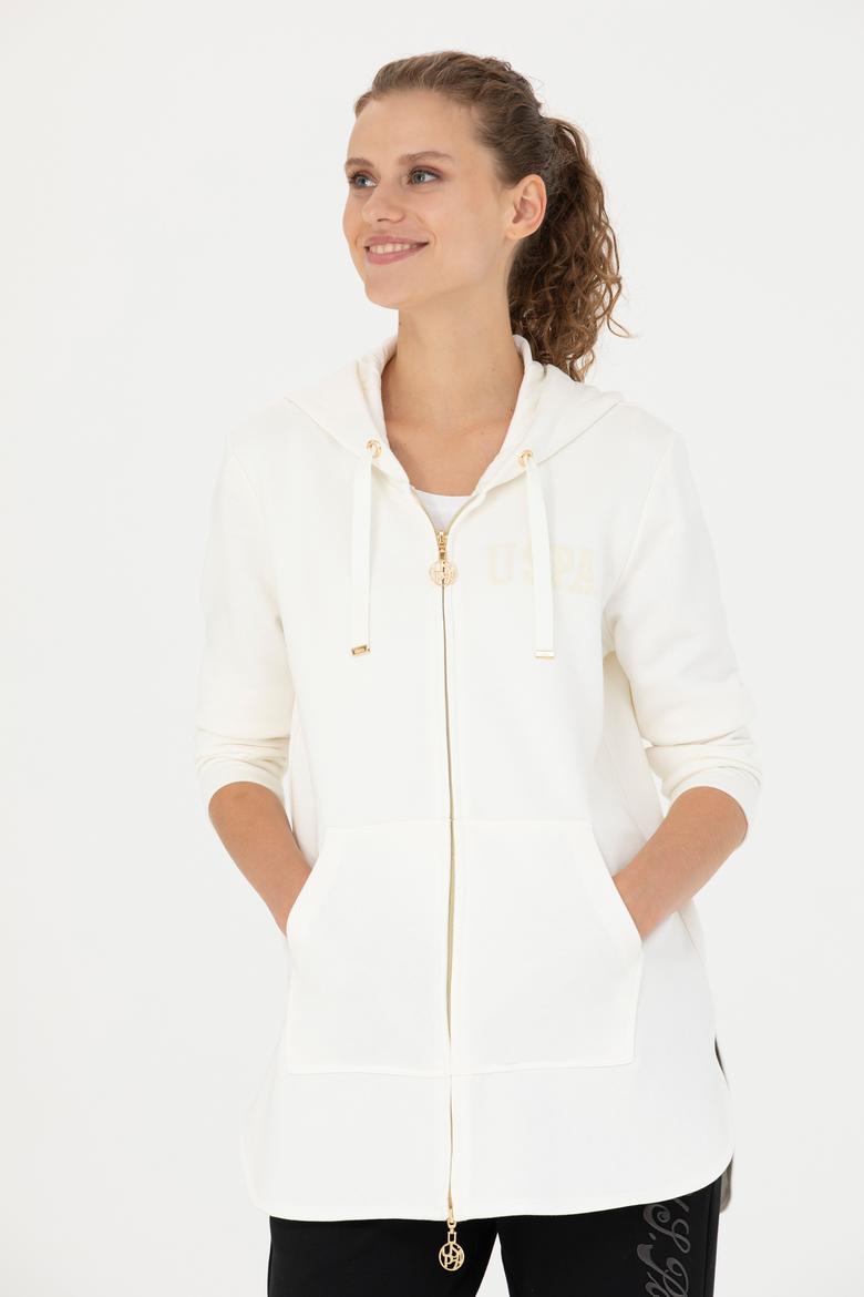 Kadın Ekru Kapüşonlu Sweatshirt