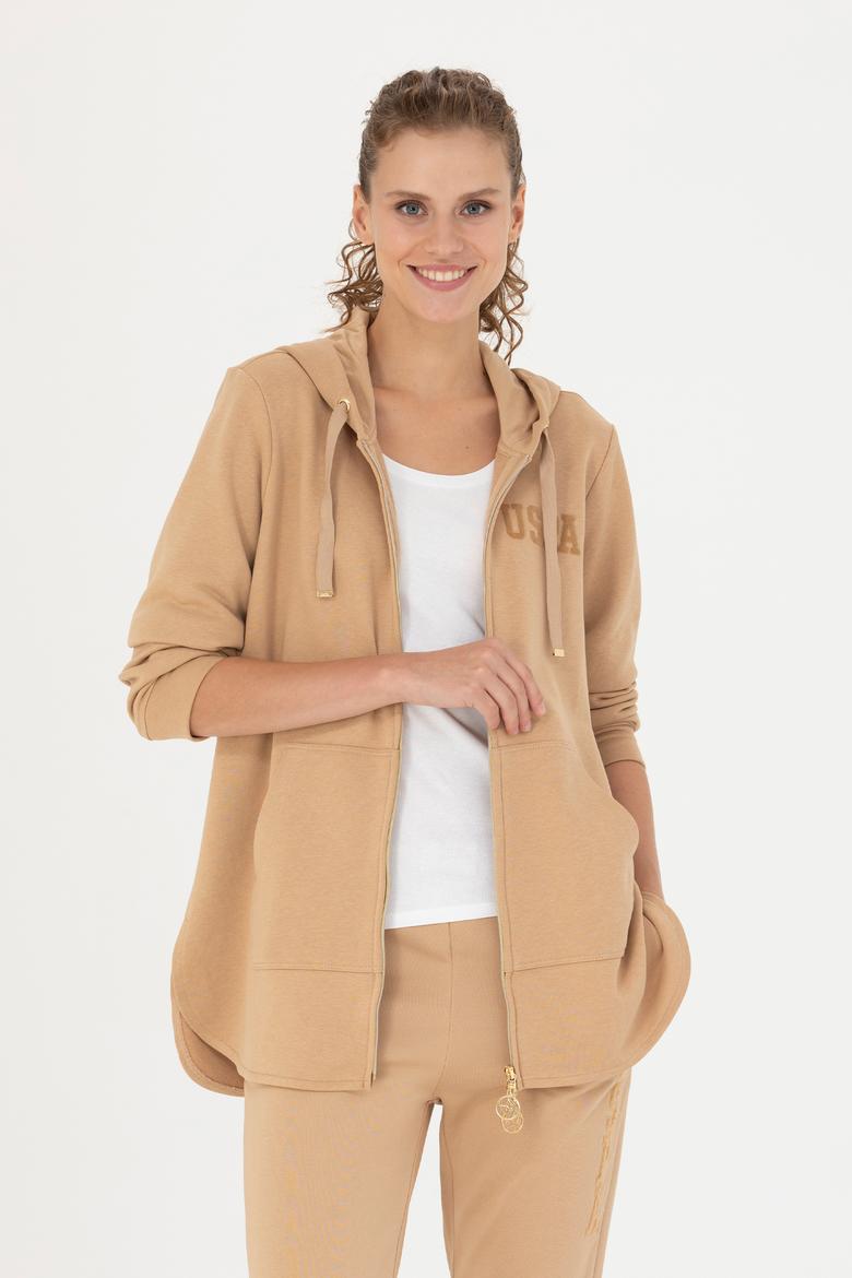Kadın Kum Kapüşonlu Sweatshirt