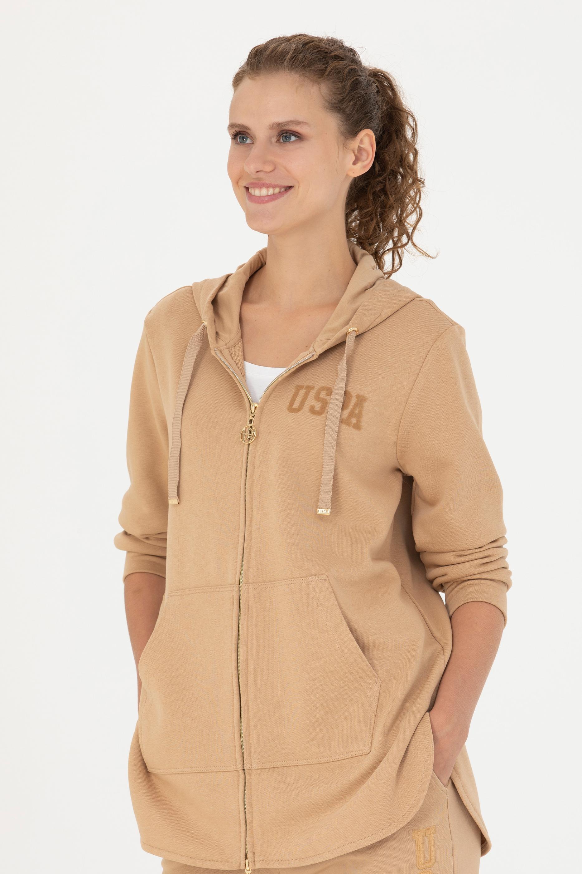 Kadın Kum Kapüşonlu Sweatshirt