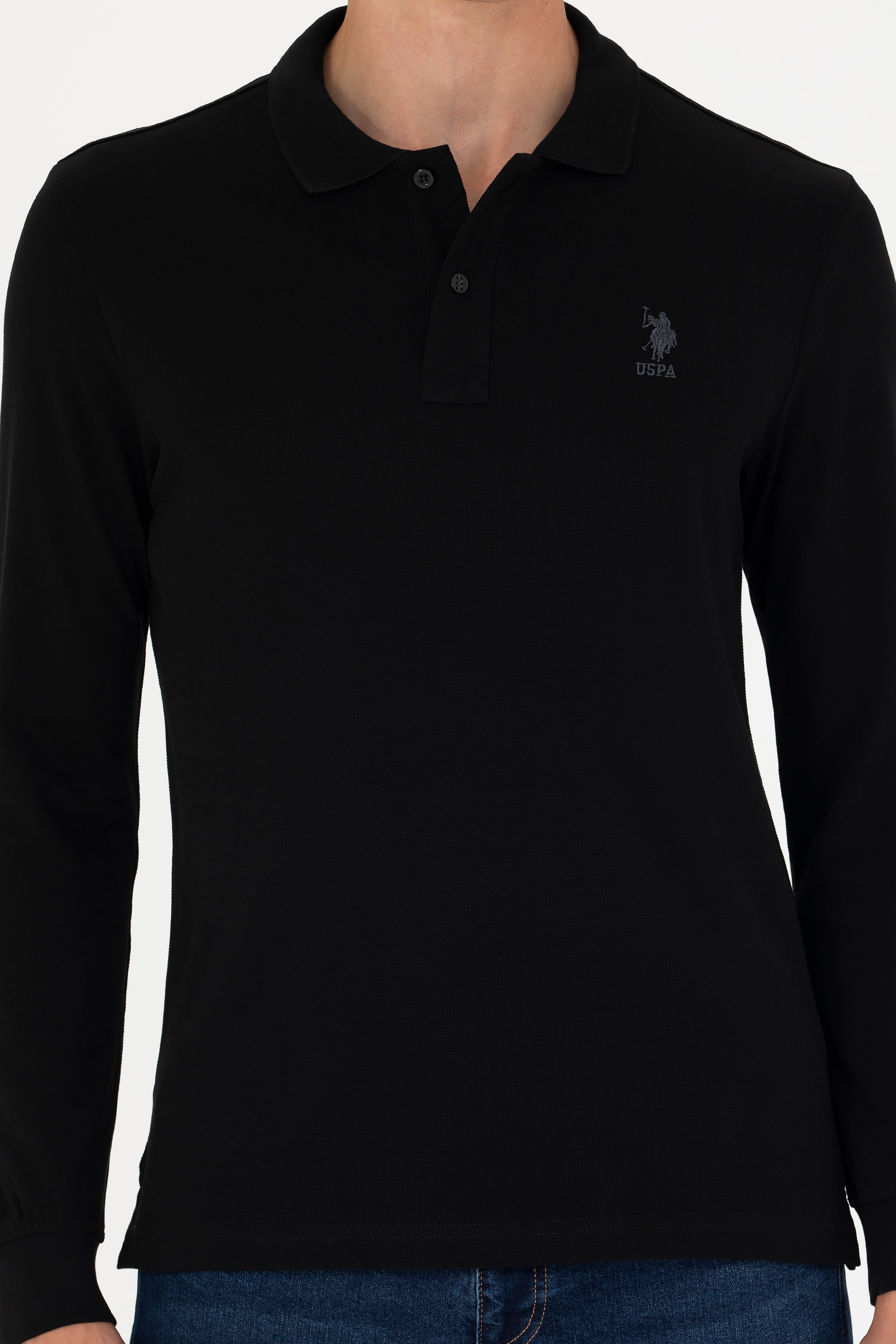 Erkek Siyah Basic Sweatshirt - Image 6