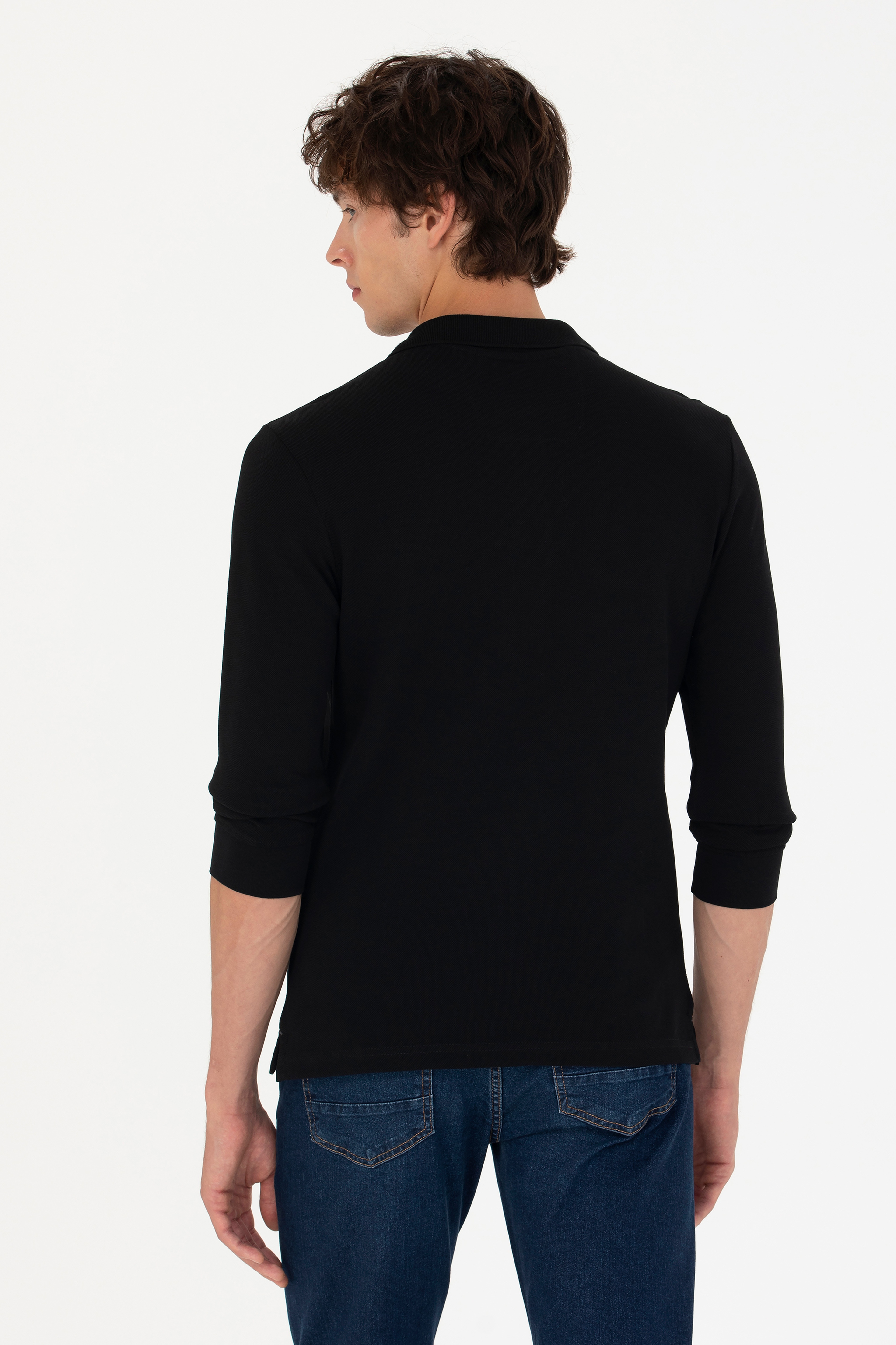Erkek Siyah Basic Sweatshirt - Image 5