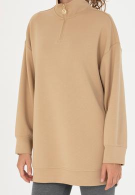 Kadın Kum Dik Yaka Sweatshirt - 50277560013