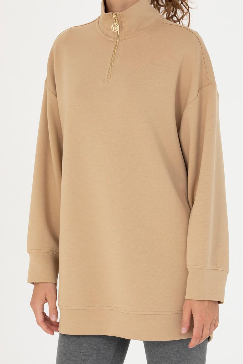 Kadın Kum Dik Yaka Sweatshirt - 50277560013