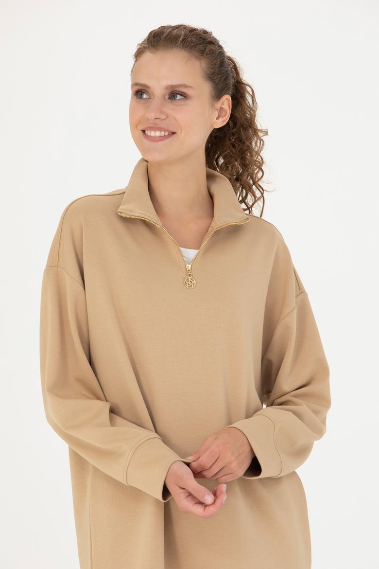 Kadın Kum Dik Yaka Sweatshirt - 50277560013