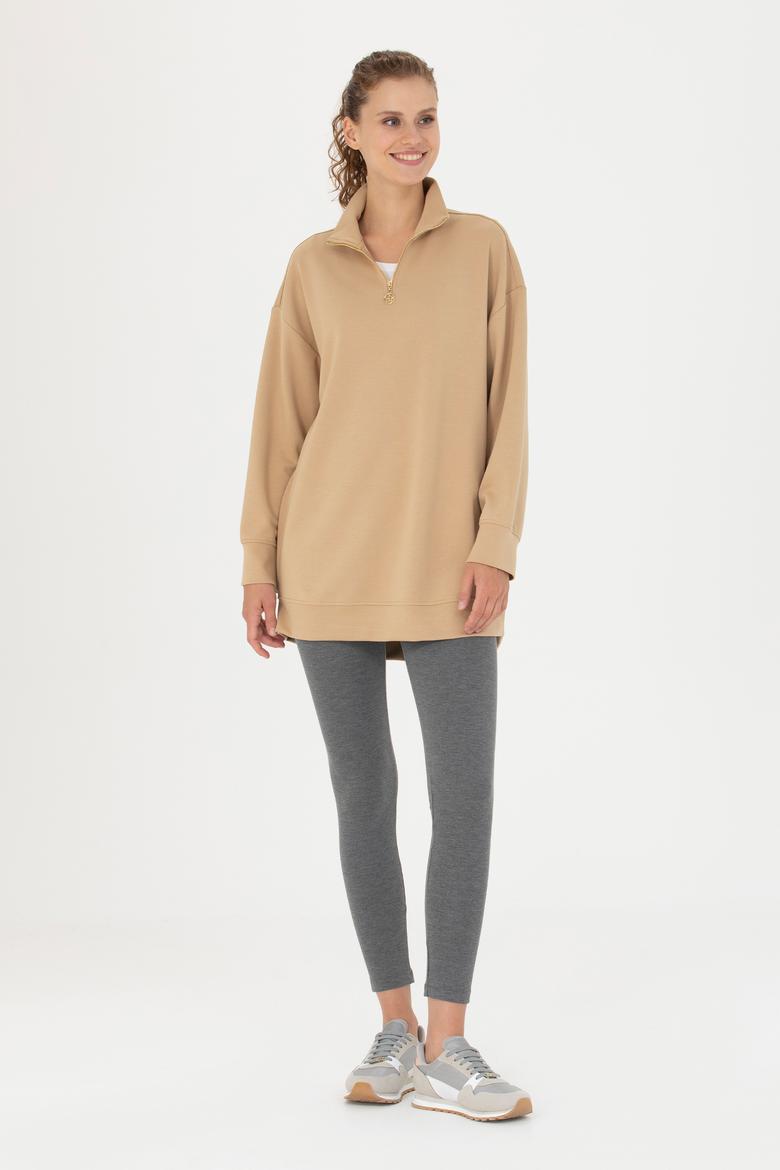 Kadın Kum Dik Yaka Sweatshirt - 50277560013