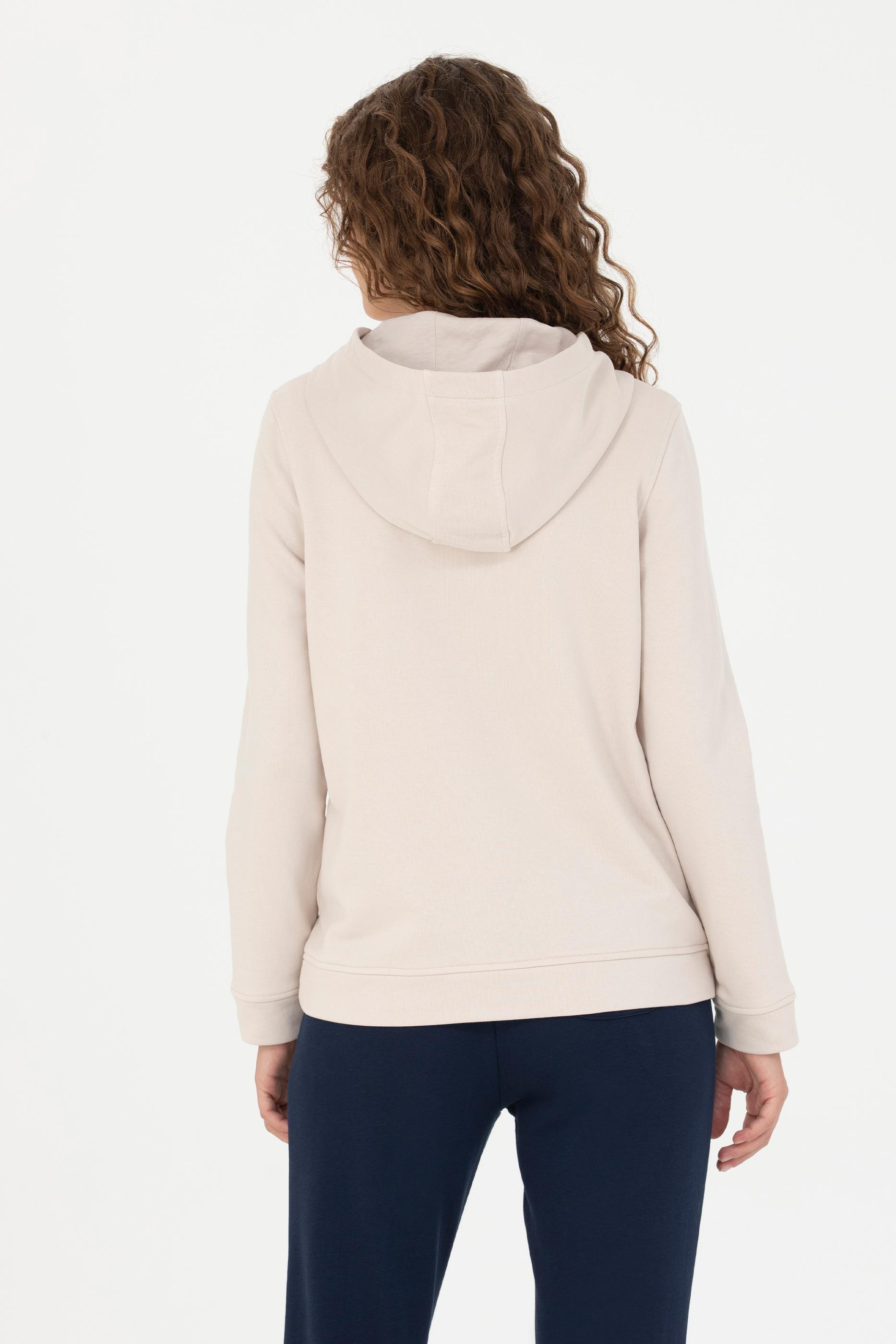 Kadın Krem Kapüşonlu Sweatshirt