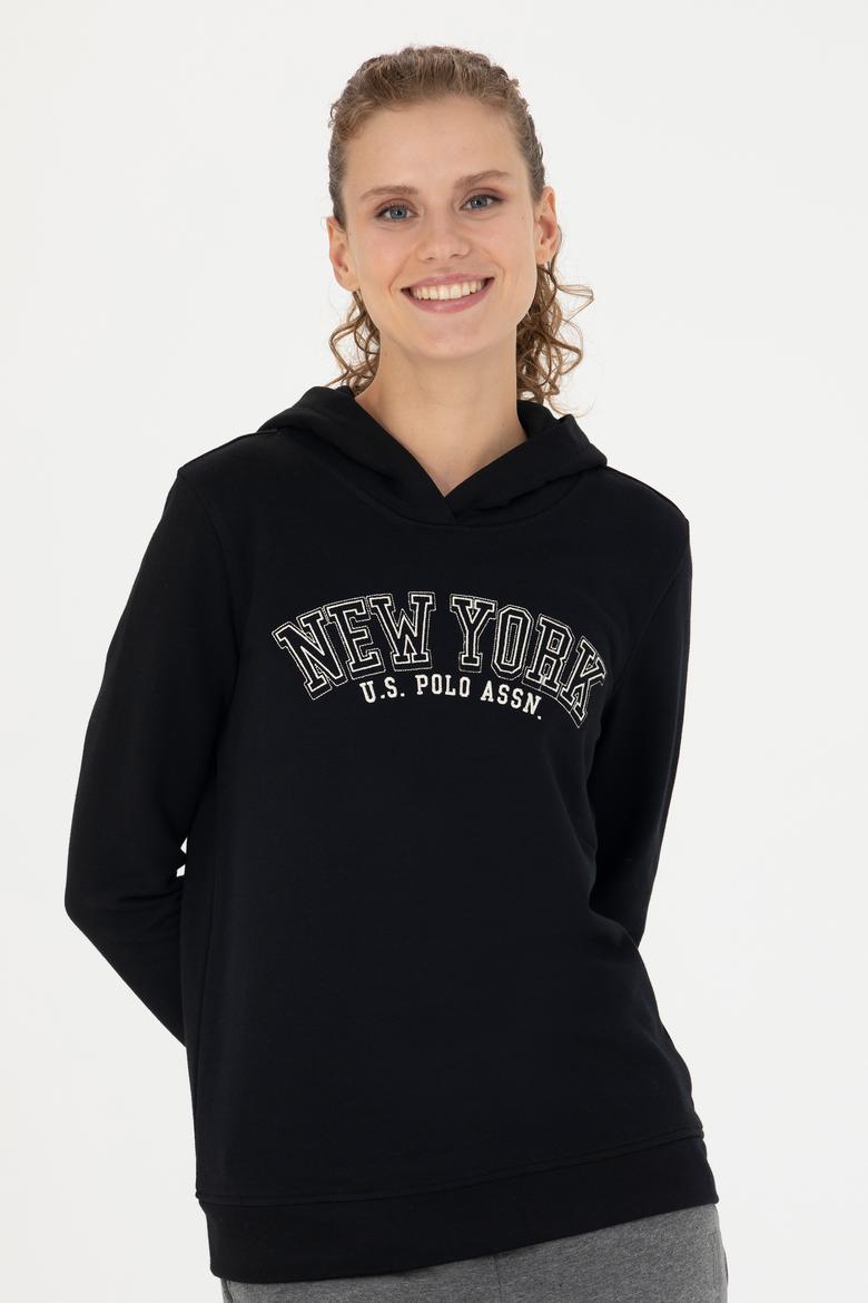 Kadın Siyah Kapüşonlu Sweatshirt - 50276601015