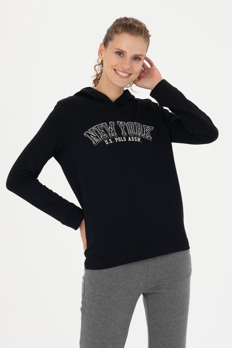 Kadın Siyah Kapüşonlu Sweatshirt - 50276601015
