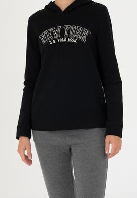 Kadın Siyah Kapüşonlu Sweatshirt - 50276601015