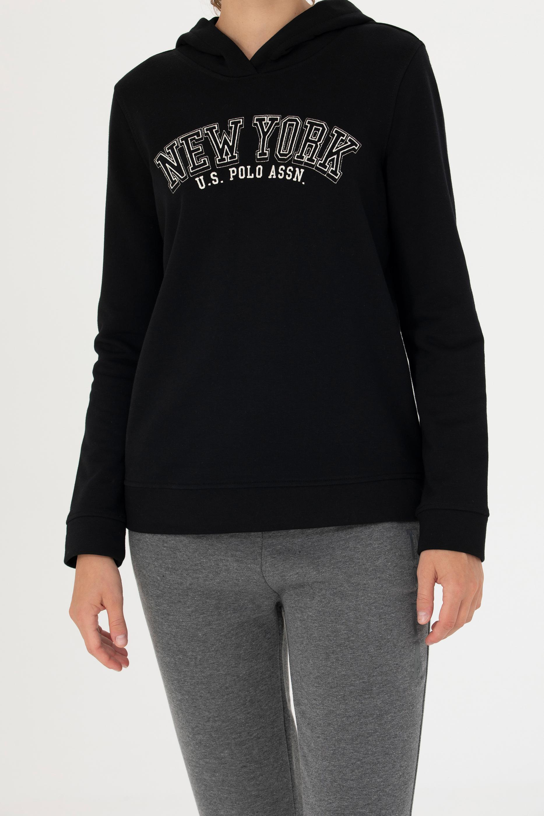 Kadın Siyah Kapüşonlu Sweatshirt