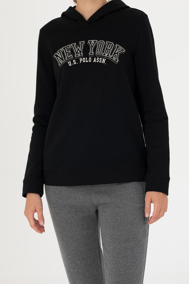 Kadın Siyah Kapüşonlu Sweatshirt - 50276601015