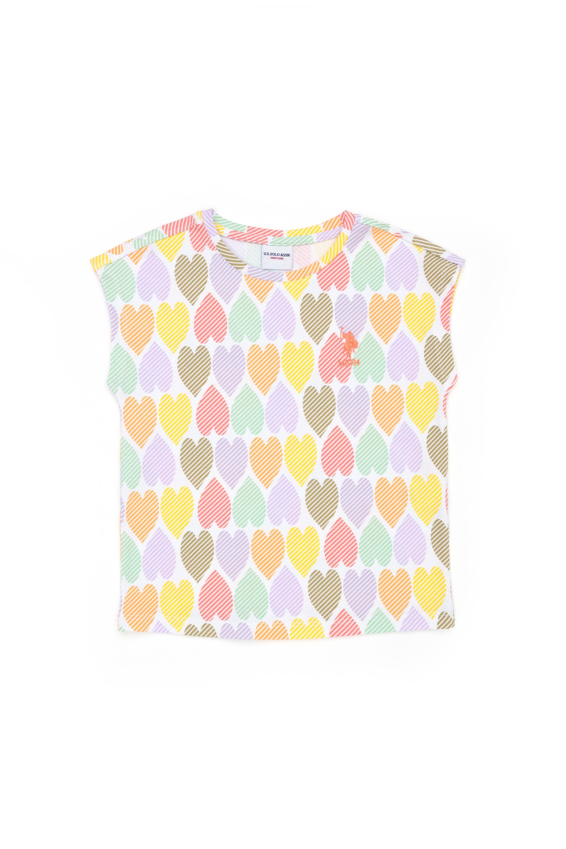 Kız Çocuk Beyaz Bisiklet Yaka Tişört