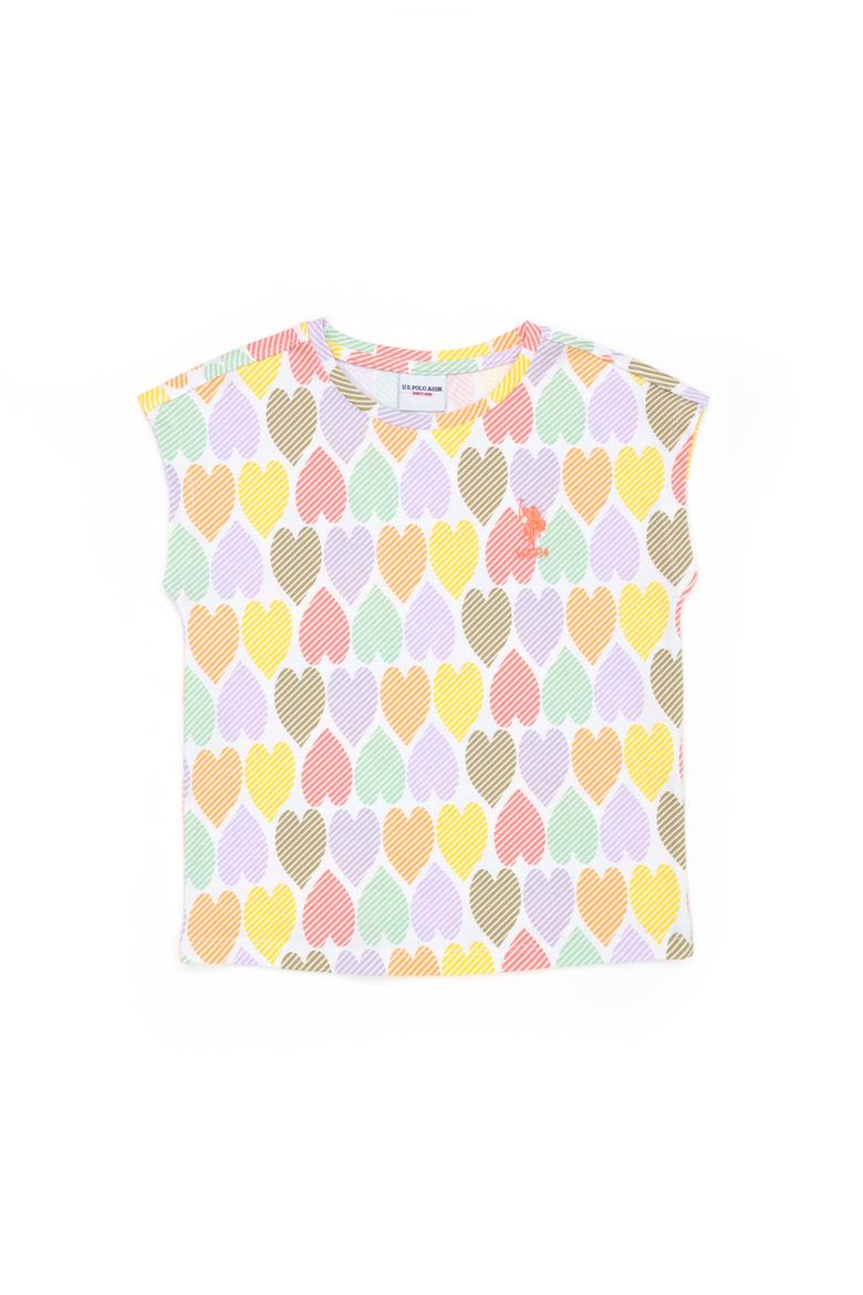 Kız Çocuk Beyaz Bisiklet Yaka Tişört - 50276742010