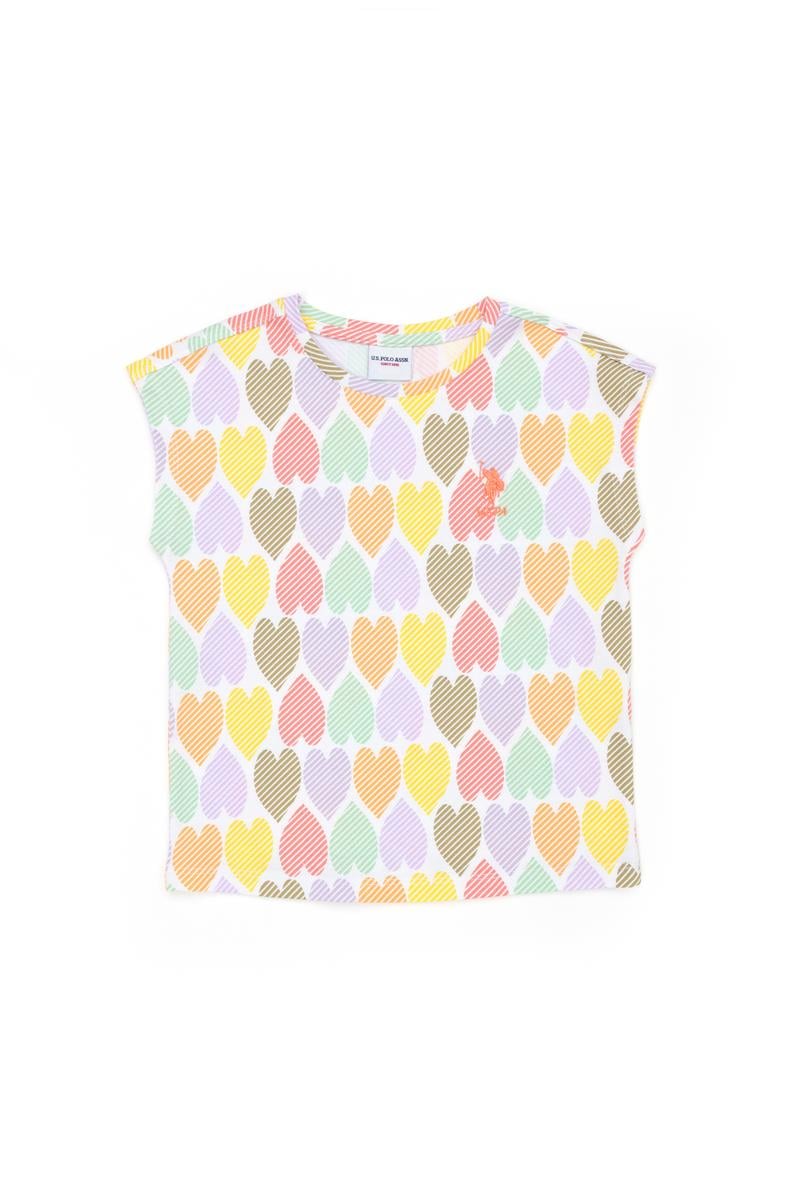 Kız Çocuk Beyaz Bisiklet Yaka Tişört