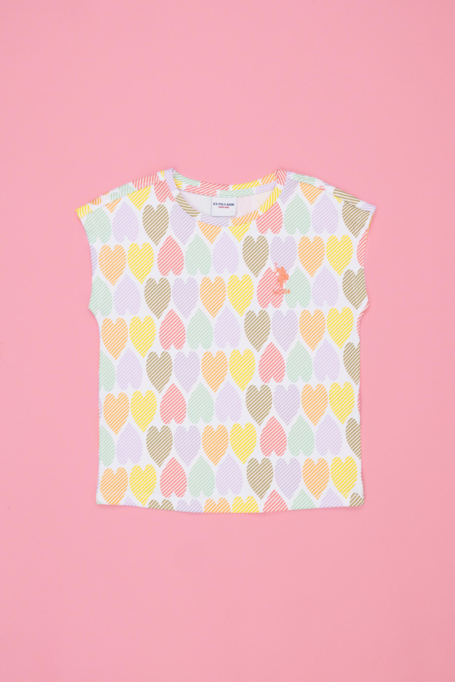 Kız Çocuk Beyaz Bisiklet Yaka Tişört