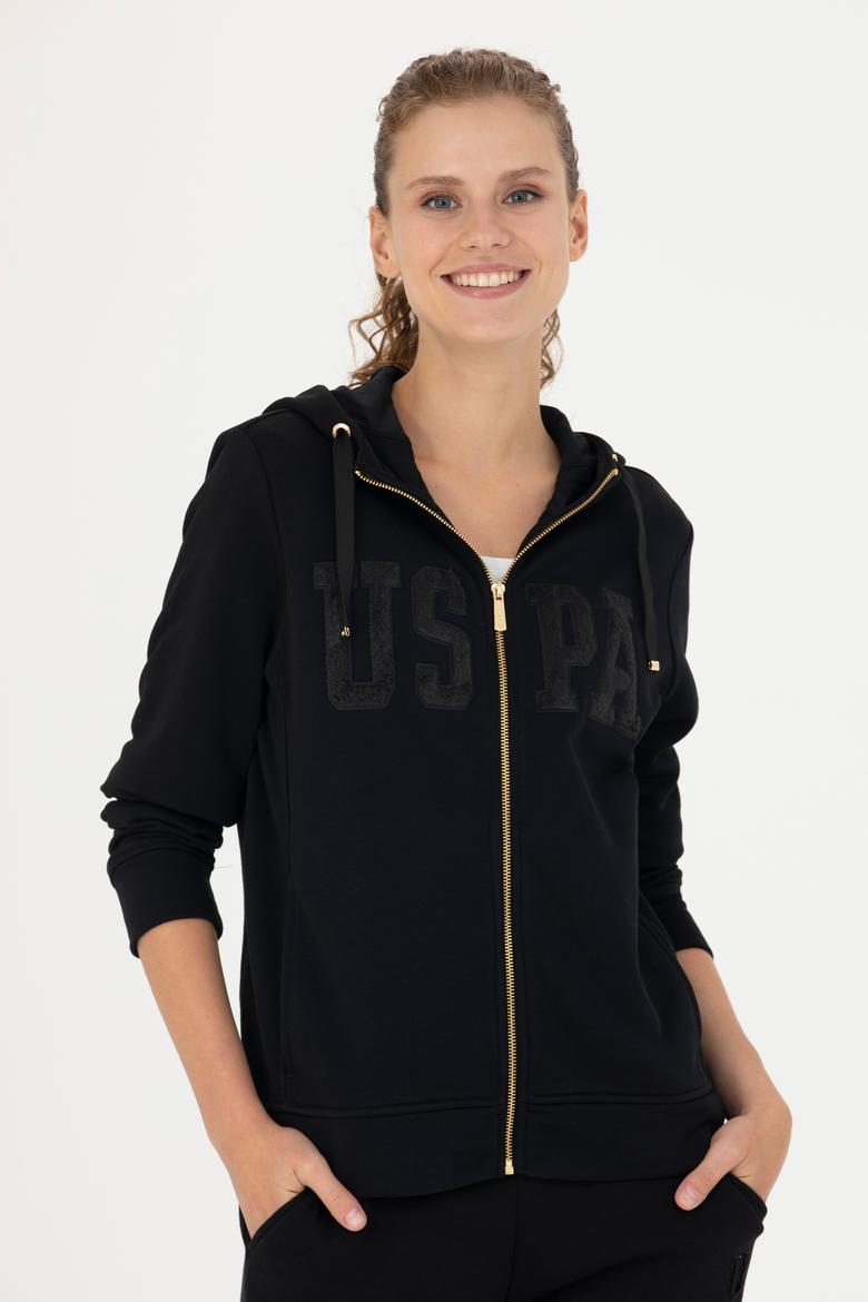 Kadın Siyah Kapüşonlu Basic Sweatshirt - 50272060004