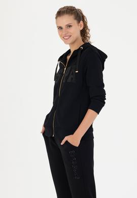 Kadın Siyah Kapüşonlu Basic Sweatshirt - 50272060004