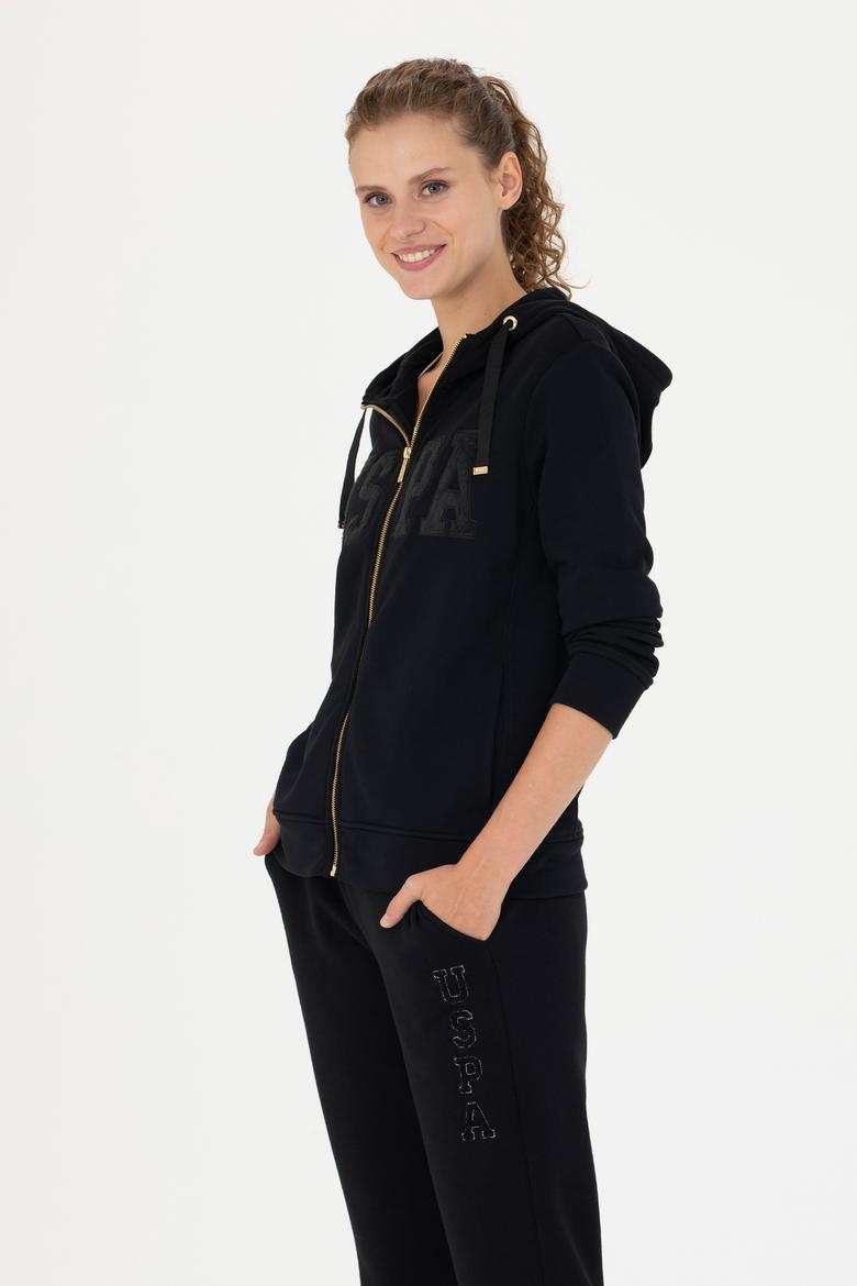 Kadın Siyah Kapüşonlu Basic Sweatshirt