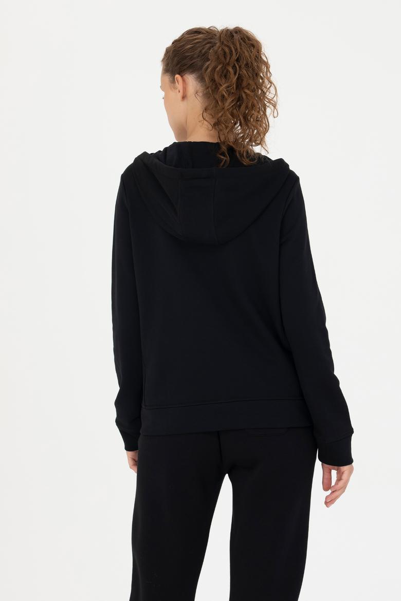 Kadın Siyah Kapüşonlu Basic Sweatshirt - 50272060004