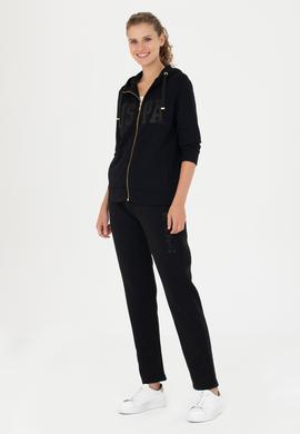 Kadın Siyah Kapüşonlu Basic Sweatshirt - 50272060004