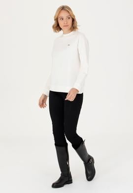 Kadın Ekru Bisiklet Yaka Sweatshirt - 50276027030