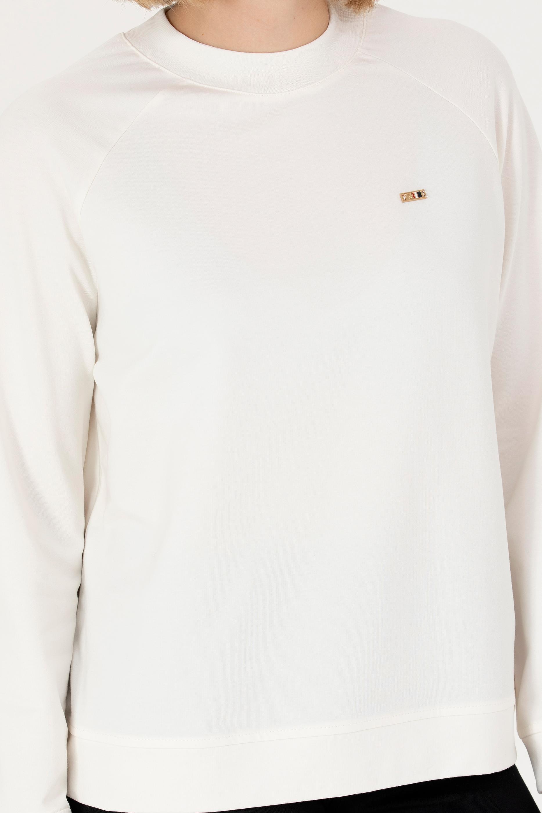 Kadın Ekru Bisiklet Yaka Sweatshirt