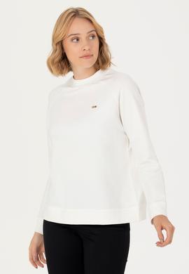 Kadın Ekru Bisiklet Yaka Sweatshirt - 50276027030