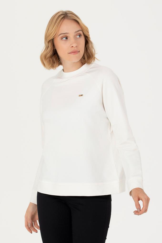 Kadın Ekru Bisiklet Yaka Sweatshirt