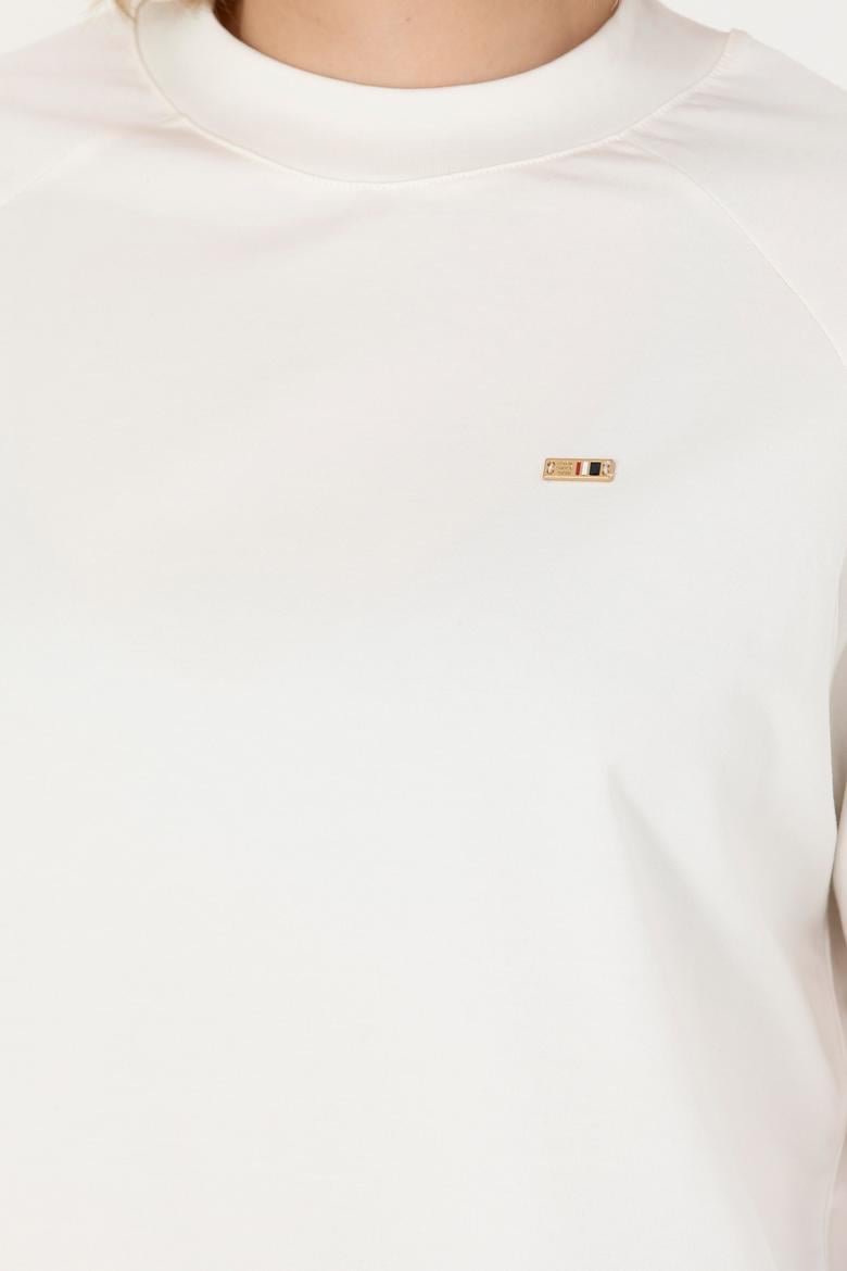 Kadın Ekru Bisiklet Yaka Sweatshirt - 50276027030