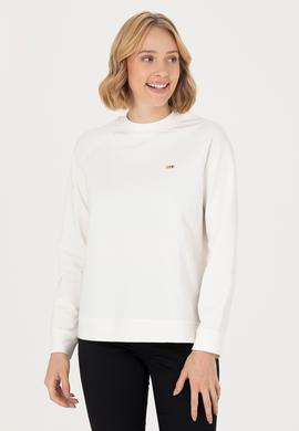 Kadın Ekru Bisiklet Yaka Sweatshirt - 50276027030