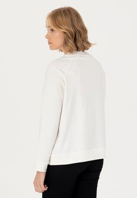 Kadın Ekru Bisiklet Yaka Sweatshirt - 50276027030