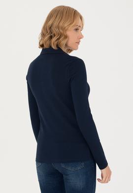Kadın Lacivert Basic Polo Yaka Sweatshirt - 50276160016