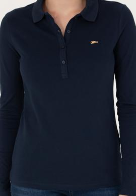 Kadın Lacivert Basic Polo Yaka Sweatshirt - 50276160016