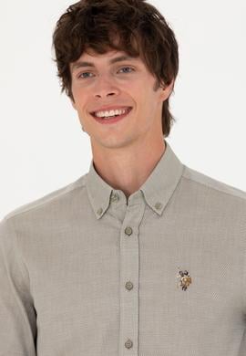 Erkek Haki Uzun Kollu Basic Gömlek - 50271292032