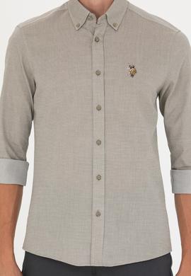 Erkek Haki Uzun Kollu Basic Gömlek - 50271292032