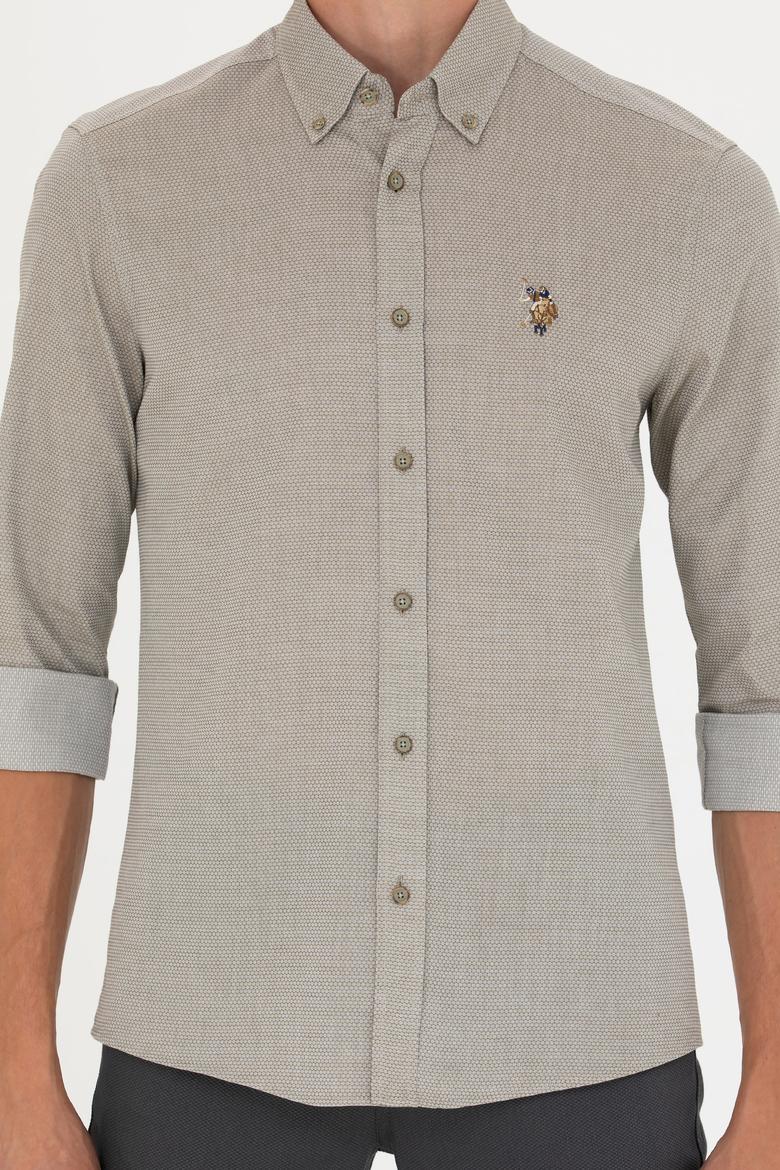 Erkek Haki Uzun Kollu Basic Gömlek - 50271292032