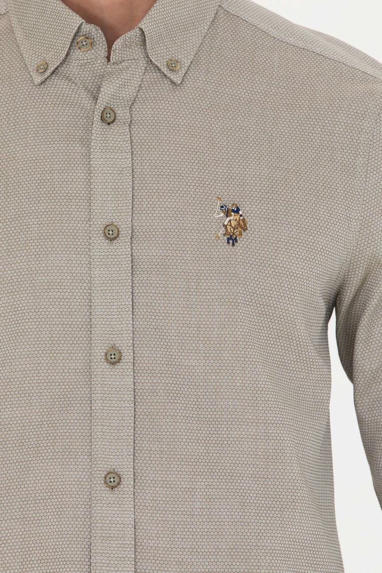 Erkek Haki Uzun Kollu Basic Gömlek - 50271292032