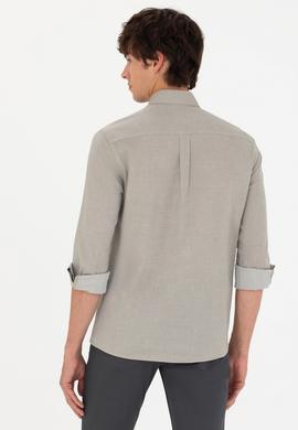 Erkek Haki Uzun Kollu Basic Gömlek - 50271292032