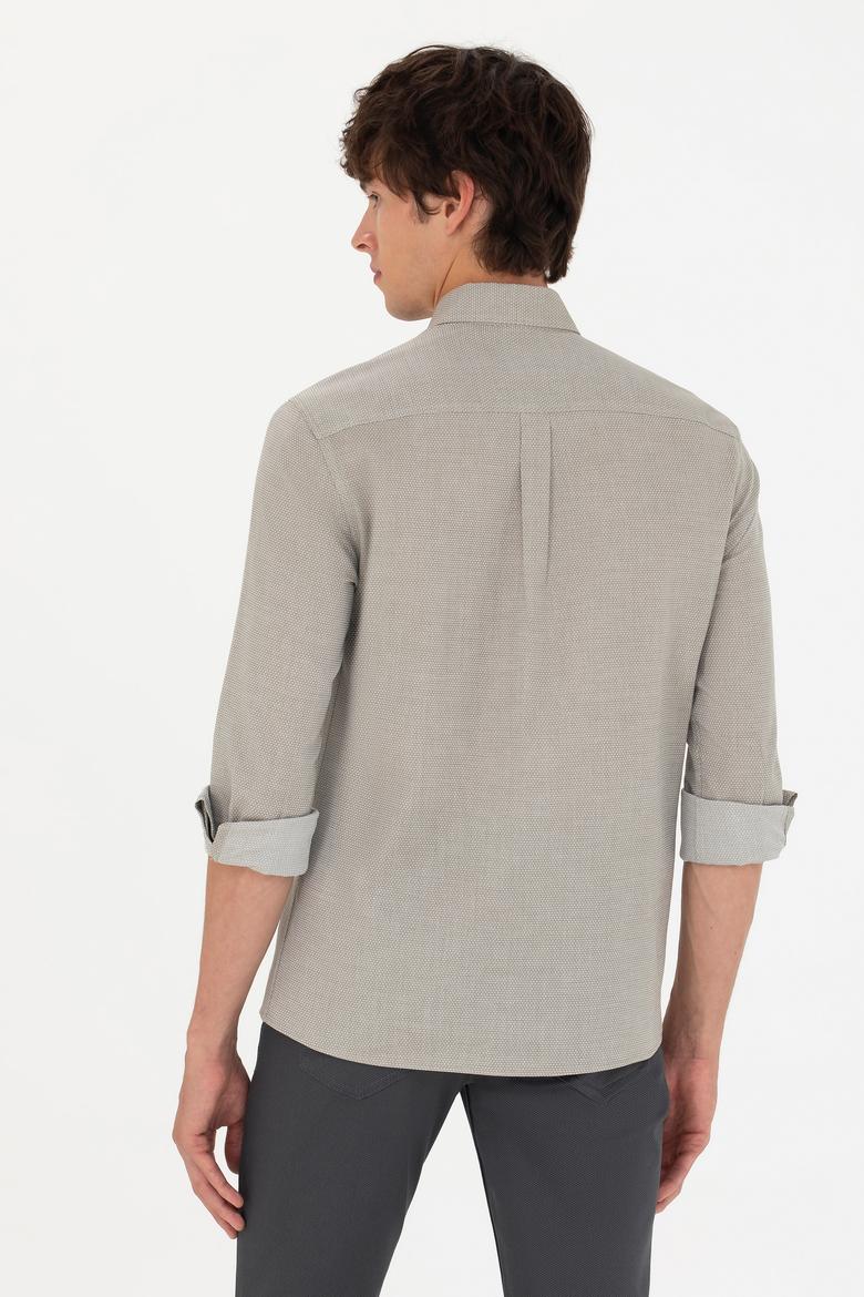 Erkek Haki Uzun Kollu Basic Gömlek - 50271292032