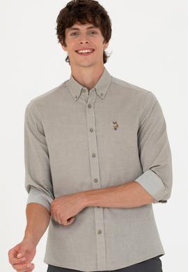 Erkek Haki Uzun Kollu Basic Gömlek - 50271292032