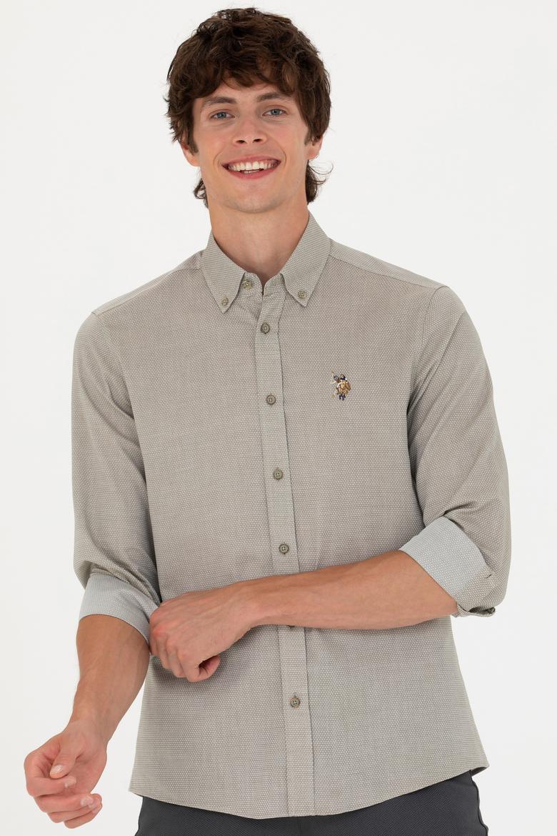 Erkek Haki Uzun Kollu Basic Gömlek - 50271292032