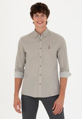 Erkek Haki Uzun Kollu Basic Gömlek - 50271292032