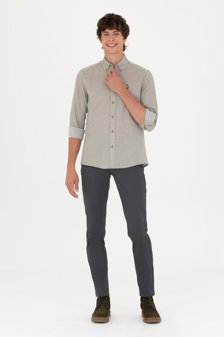 Erkek Haki Uzun Kollu Basic Gömlek - 50271292032