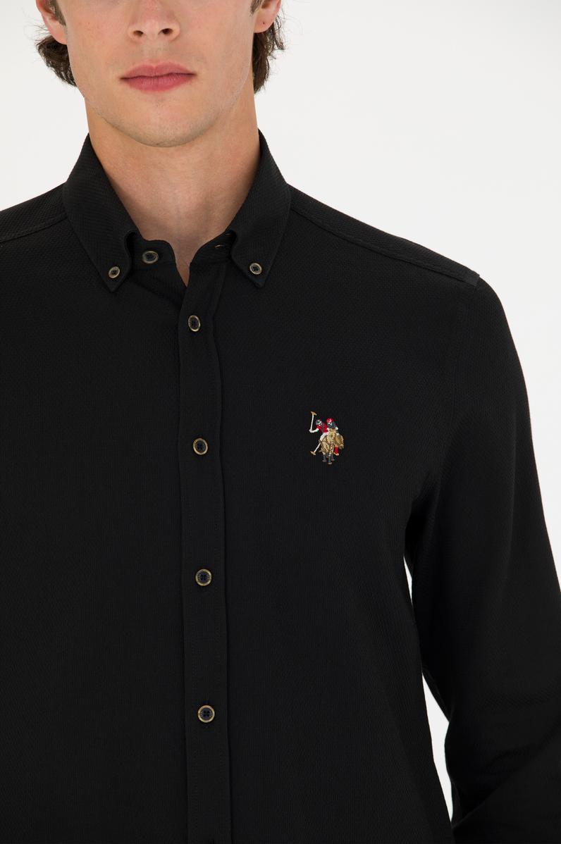 Erkek Siyah Uzun Kollu Basic Gömlek