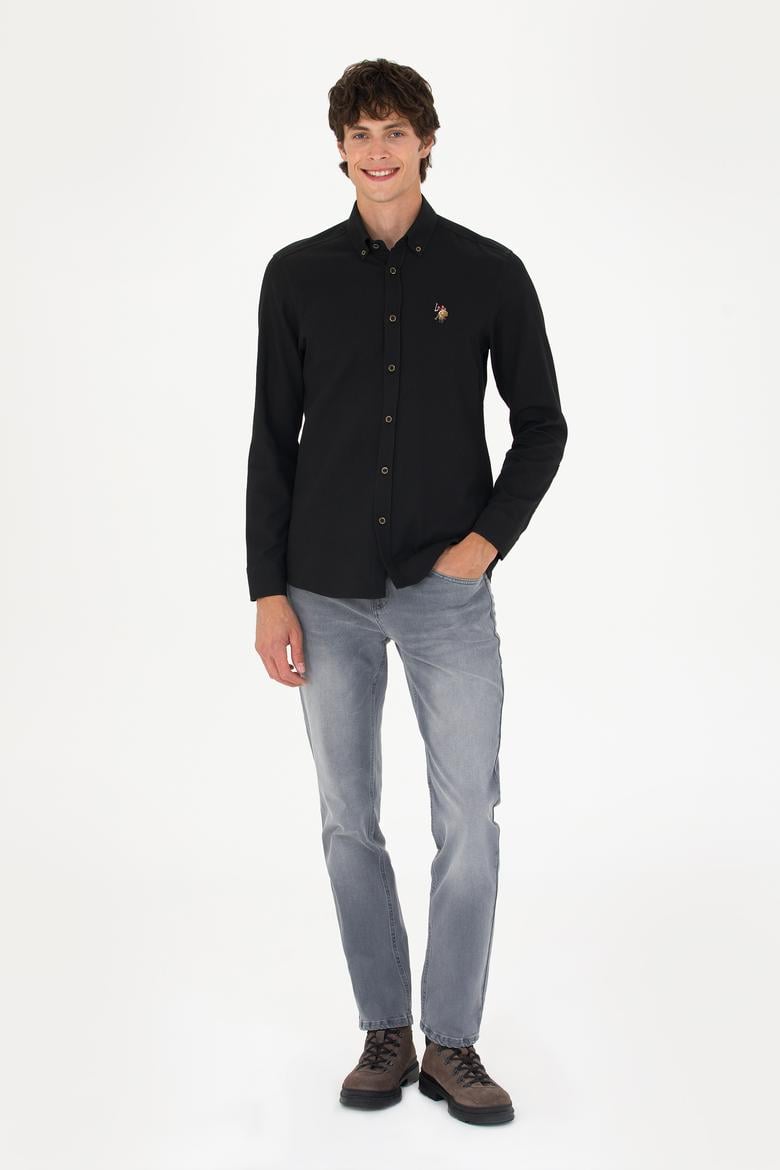 Erkek Siyah Uzun Kollu Basic Gömlek - 50271292113