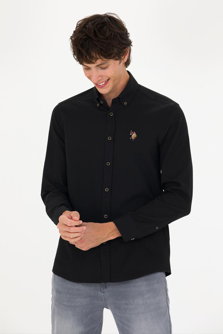 Erkek Siyah Uzun Kollu Basic Gömlek - 50271292113