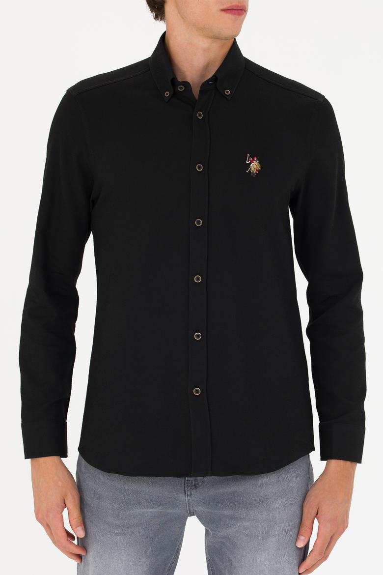 Erkek Siyah Uzun Kollu Basic Gömlek - 50271292113