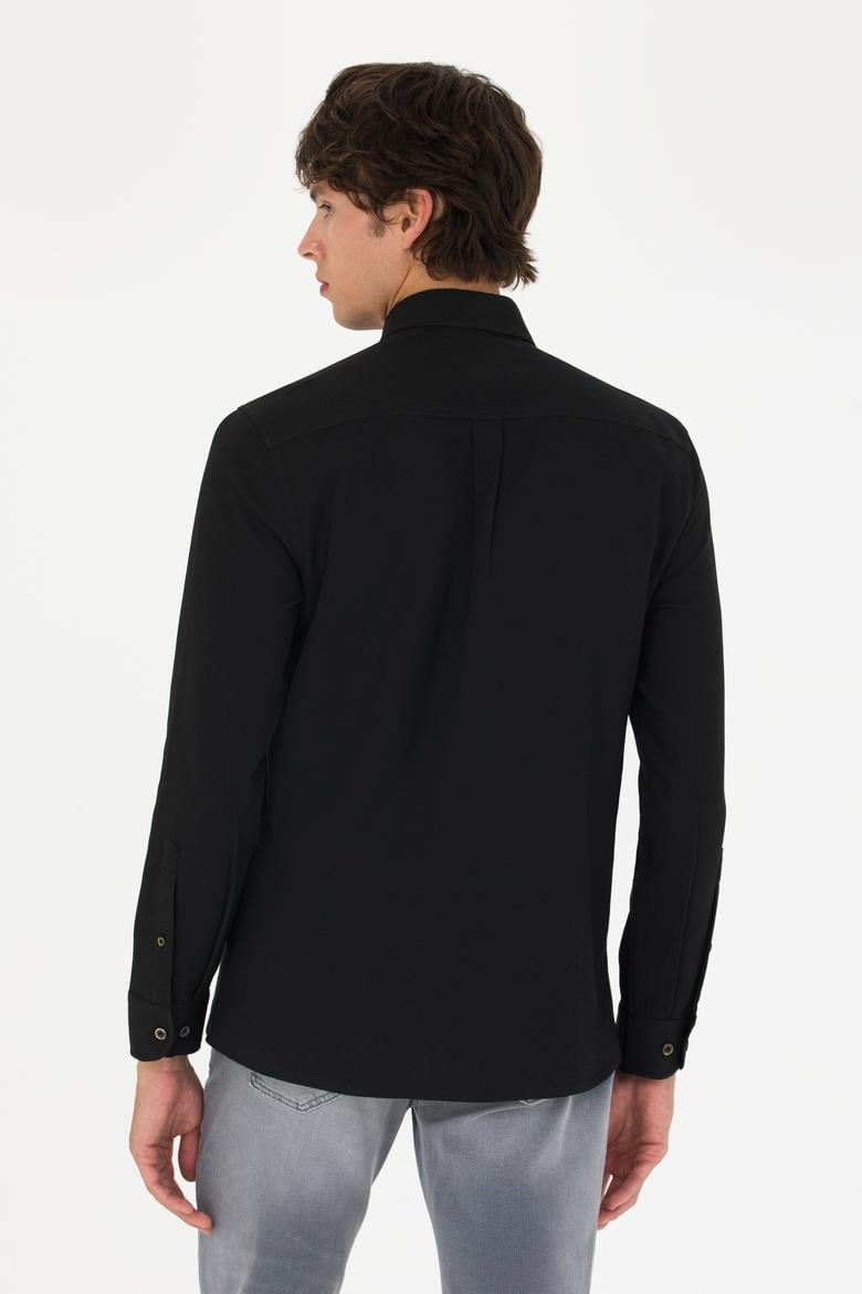 Erkek Siyah Uzun Kollu Basic Gömlek - 50271292113